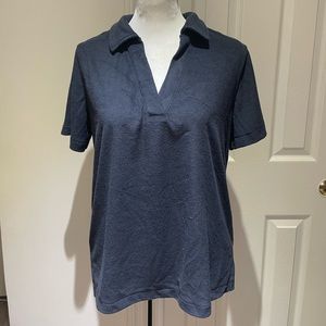 H&M navy blue terry polo shirt